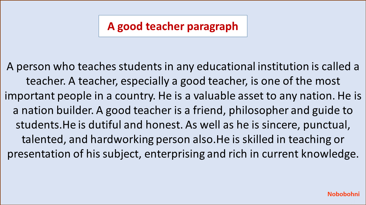 A good teacher paragraph