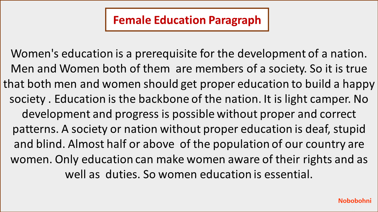 paragraph on the importance of female education