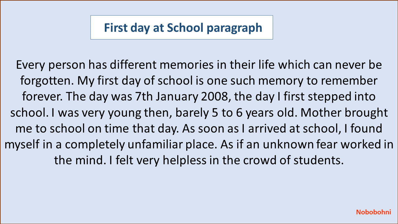 my first day at school paragraph