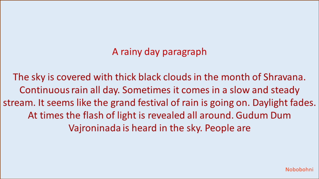 A rainy day paragraph