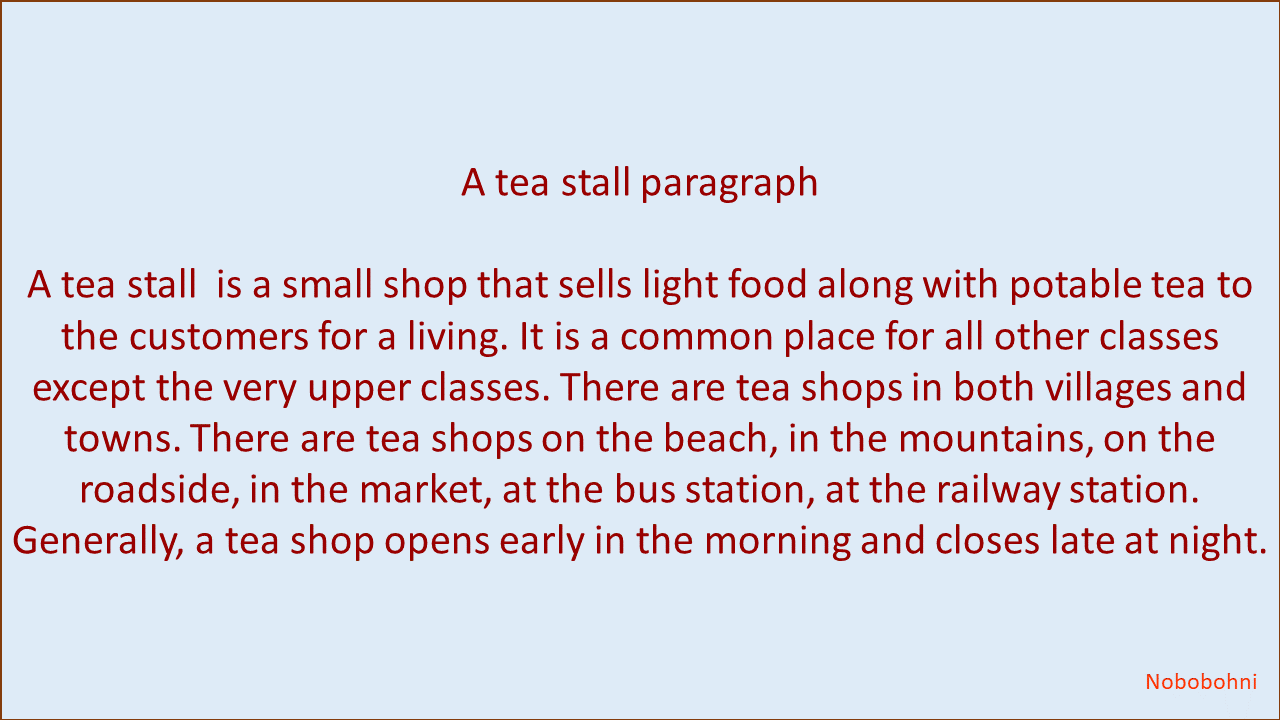 A tea stall paragraph