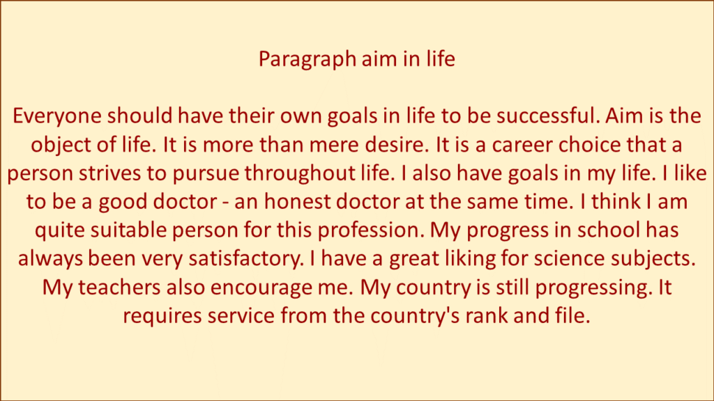 paragraph aim in life