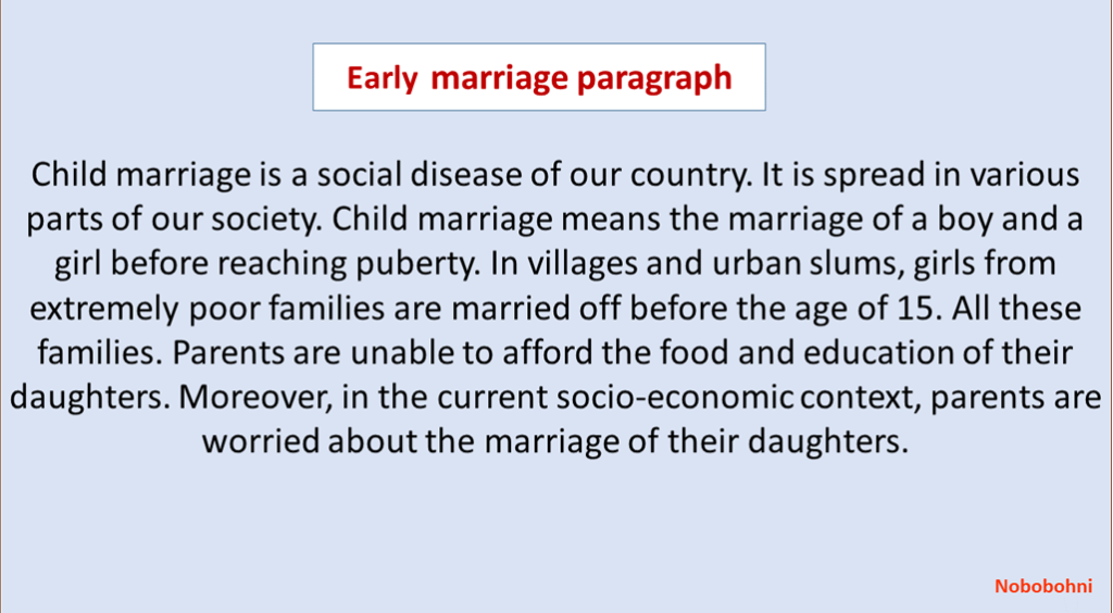 paragraph early marriage