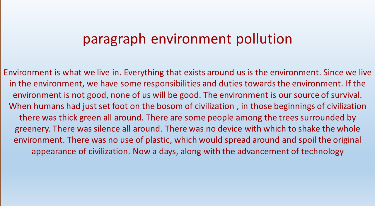 paragraph environment pollution