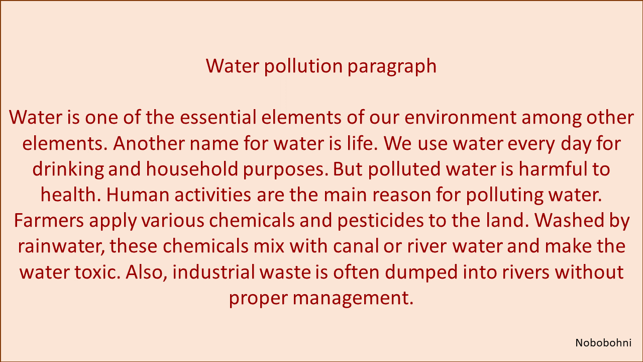 causes of water pollution essay 150 words