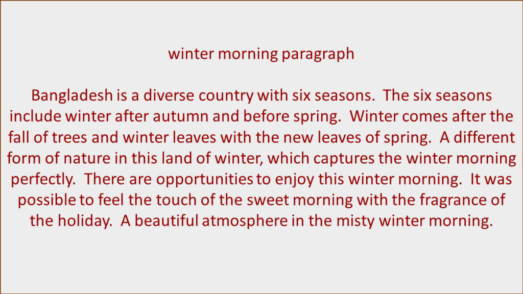 A winter morning paragraph