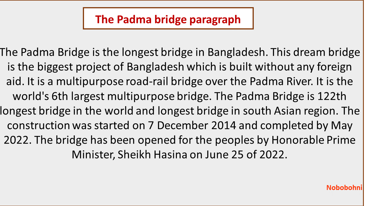 The Padma bridge paragraph