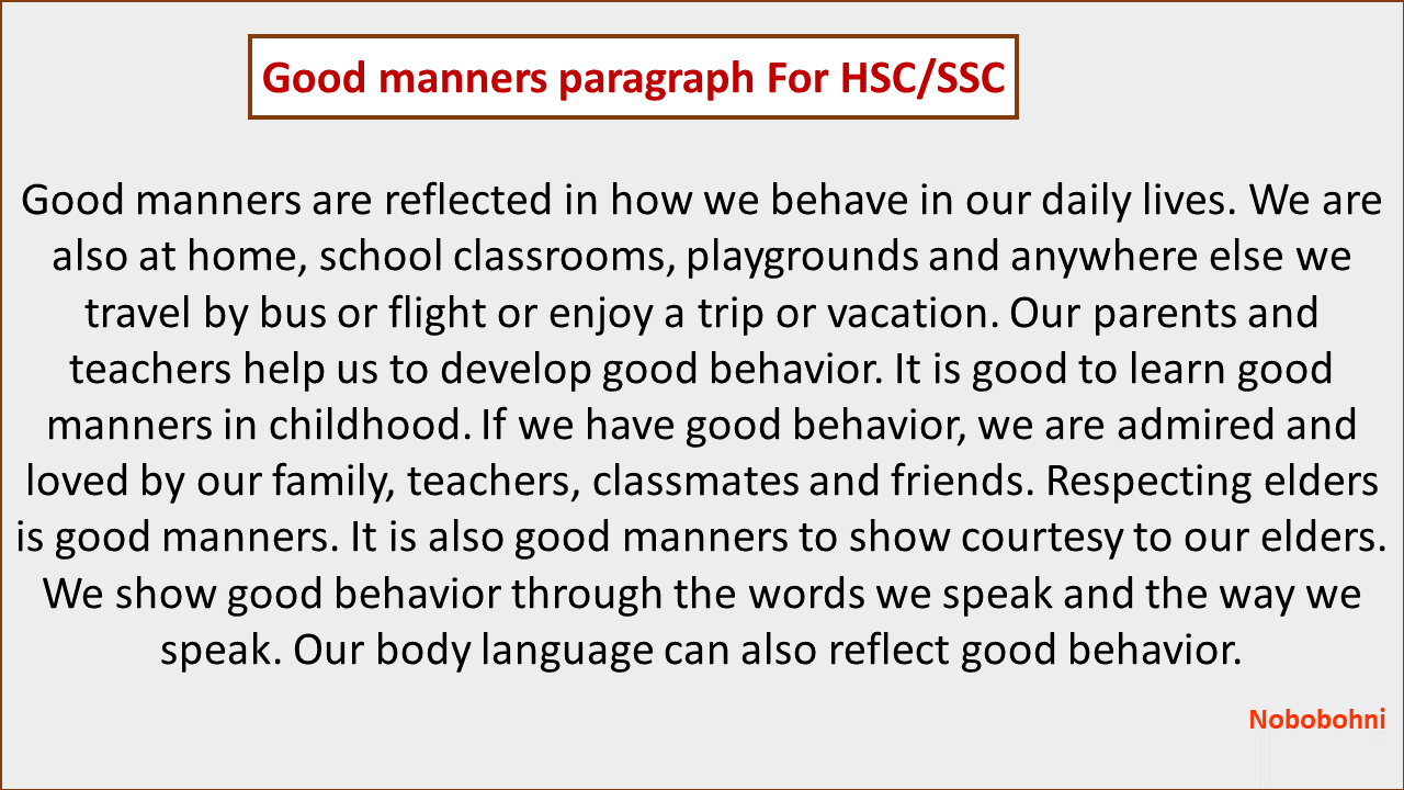 Good manners paragraph