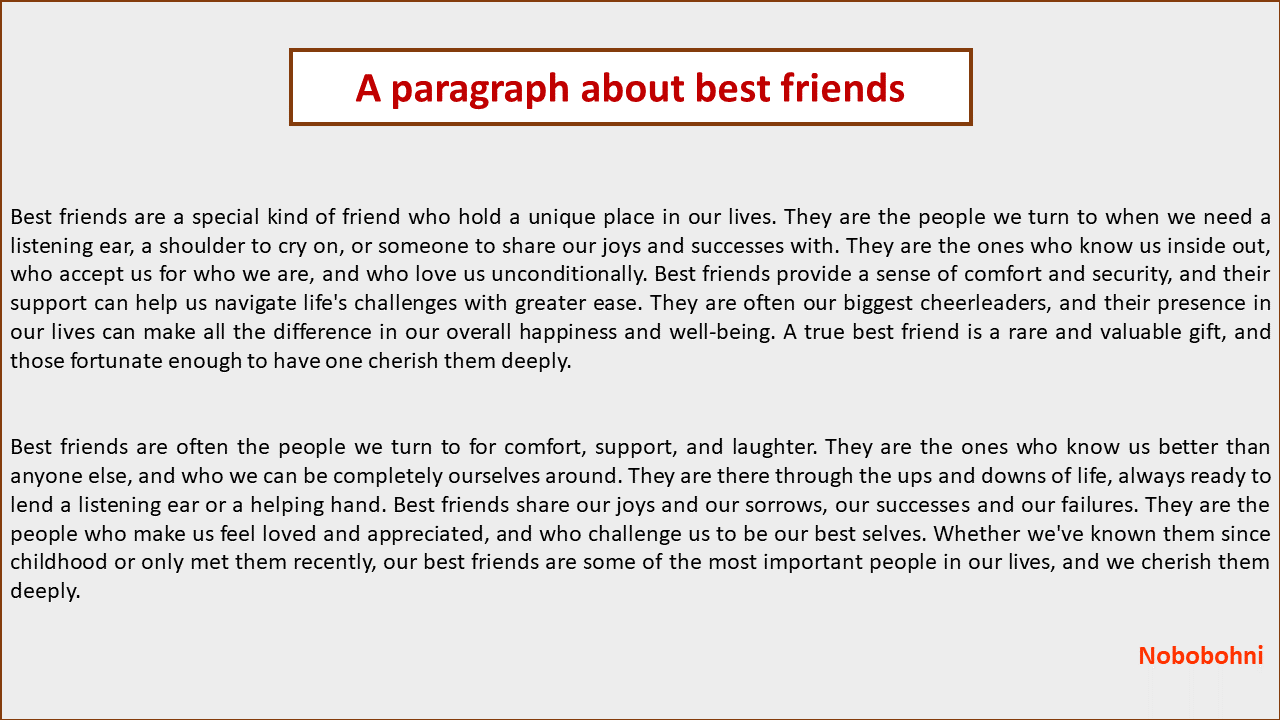 A paragraph about best friends