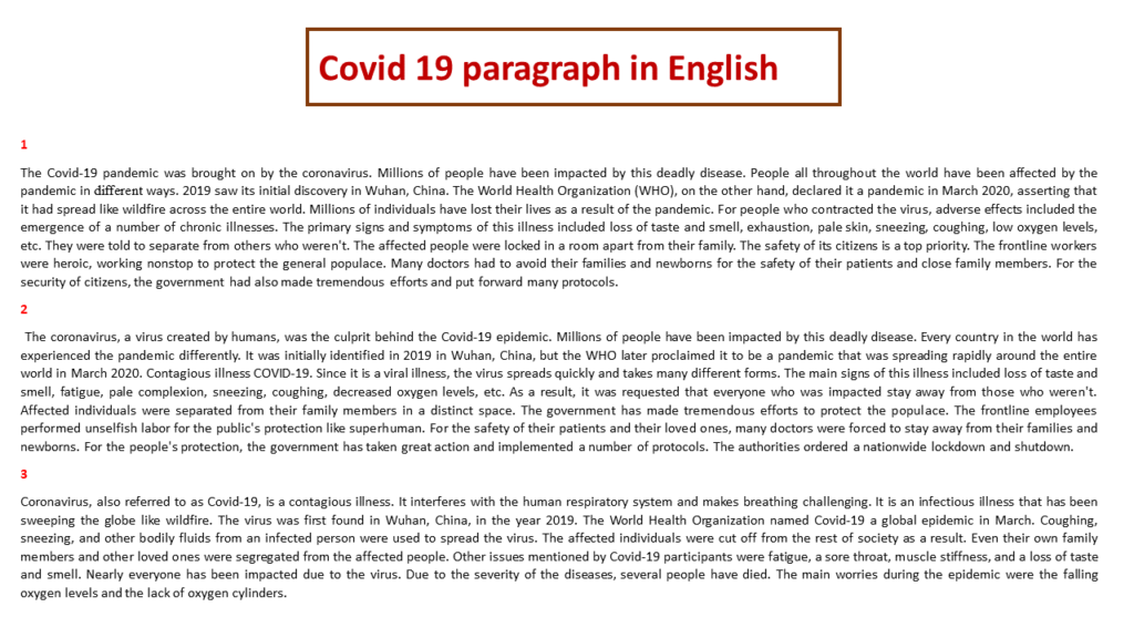 covid 19 paragraph in english 200 words